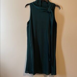 Flowy teal swing dress with attached scarf-comfortable and easy to dance in!